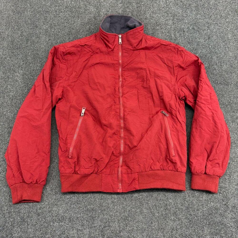 St. John's Bay Jacket Men's Medium Red Windbreaker Fleece Lined Bomber Coat